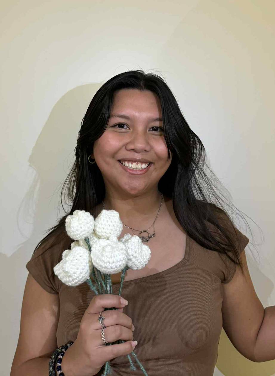 Jamille with some crochet flowers